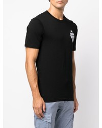 schwarzes bedrucktes T-Shirt mit einem Rundhalsausschnitt von C.P. Company