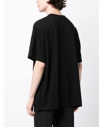 schwarzes bedrucktes T-Shirt mit einem Rundhalsausschnitt von Yohji Yamamoto