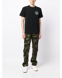 schwarzes bedrucktes T-Shirt mit einem Rundhalsausschnitt von A Bathing Ape