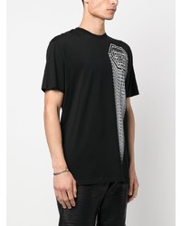 schwarzes bedrucktes T-Shirt mit einem Rundhalsausschnitt von Philipp Plein