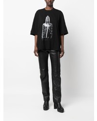 schwarzes bedrucktes T-Shirt mit einem Rundhalsausschnitt von Rick Owens DRKSHDW