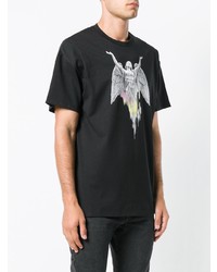 schwarzes bedrucktes T-Shirt mit einem Rundhalsausschnitt von Amen