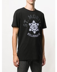 schwarzes bedrucktes T-Shirt mit einem Rundhalsausschnitt von Billionaire