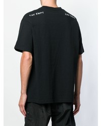 schwarzes bedrucktes T-Shirt mit einem Rundhalsausschnitt von C.E