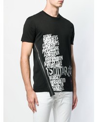 schwarzes bedrucktes T-Shirt mit einem Rundhalsausschnitt von DSQUARED2