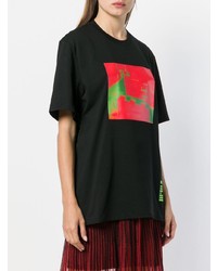 schwarzes bedrucktes T-Shirt mit einem Rundhalsausschnitt von MSGM