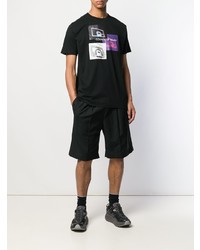 schwarzes bedrucktes T-Shirt mit einem Rundhalsausschnitt von Marcelo Burlon County of Milan