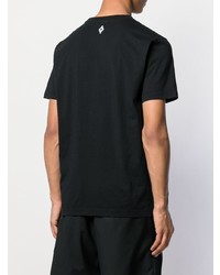 schwarzes bedrucktes T-Shirt mit einem Rundhalsausschnitt von Marcelo Burlon County of Milan