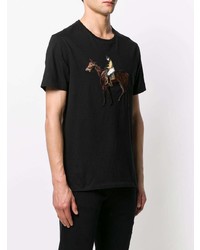 schwarzes bedrucktes T-Shirt mit einem Rundhalsausschnitt von Ralph Lauren Purple Label