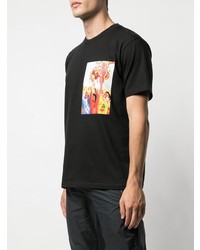 schwarzes bedrucktes T-Shirt mit einem Rundhalsausschnitt von Supreme