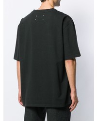 schwarzes bedrucktes T-Shirt mit einem Rundhalsausschnitt von Maison Margiela