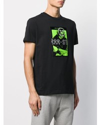 schwarzes bedrucktes T-Shirt mit einem Rundhalsausschnitt von Diesel