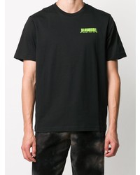 schwarzes bedrucktes T-Shirt mit einem Rundhalsausschnitt von Diesel