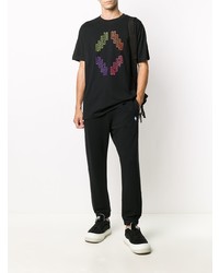 schwarzes bedrucktes T-Shirt mit einem Rundhalsausschnitt von Marcelo Burlon County of Milan