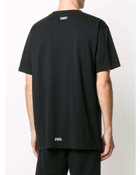 schwarzes bedrucktes T-Shirt mit einem Rundhalsausschnitt von Marcelo Burlon County of Milan