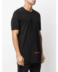 schwarzes bedrucktes T-Shirt mit einem Rundhalsausschnitt von Rick Owens DRKSHDW