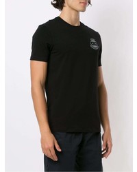 schwarzes bedrucktes T-Shirt mit einem Rundhalsausschnitt von Armani Exchange