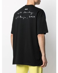 schwarzes bedrucktes T-Shirt mit einem Rundhalsausschnitt von MSGM