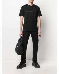 schwarzes bedrucktes T-Shirt mit einem Rundhalsausschnitt von Mastermind World