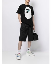 schwarzes bedrucktes T-Shirt mit einem Rundhalsausschnitt von A Bathing Ape