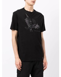 schwarzes bedrucktes T-Shirt mit einem Rundhalsausschnitt von Armani Exchange