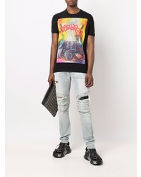 schwarzes bedrucktes T-Shirt mit einem Rundhalsausschnitt von DSQUARED2