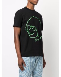 schwarzes bedrucktes T-Shirt mit einem Rundhalsausschnitt von Kenzo