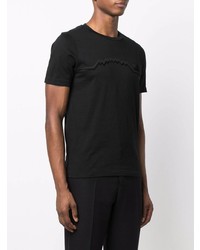 schwarzes bedrucktes T-Shirt mit einem Rundhalsausschnitt von Canali