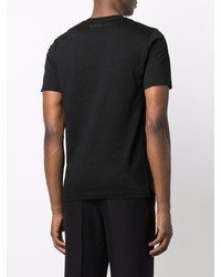 schwarzes bedrucktes T-Shirt mit einem Rundhalsausschnitt von Canali