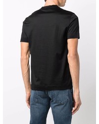 schwarzes bedrucktes T-Shirt mit einem Rundhalsausschnitt von Emporio Armani