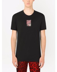 schwarzes bedrucktes T-Shirt mit einem Rundhalsausschnitt von Dolce & Gabbana