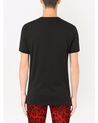 schwarzes bedrucktes T-Shirt mit einem Rundhalsausschnitt von Dolce & Gabbana