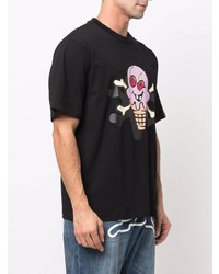 schwarzes bedrucktes T-Shirt mit einem Rundhalsausschnitt von Icecream