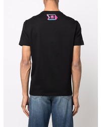 schwarzes bedrucktes T-Shirt mit einem Rundhalsausschnitt von Emporio Armani