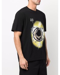 schwarzes bedrucktes T-Shirt mit einem Rundhalsausschnitt von Just Cavalli