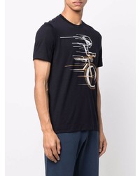 schwarzes bedrucktes T-Shirt mit einem Rundhalsausschnitt von Zegna