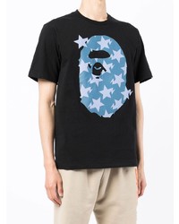 schwarzes bedrucktes T-Shirt mit einem Rundhalsausschnitt von A Bathing Ape