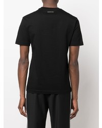 schwarzes bedrucktes T-Shirt mit einem Rundhalsausschnitt von Les Hommes