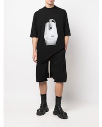 schwarzes bedrucktes T-Shirt mit einem Rundhalsausschnitt von Rick Owens