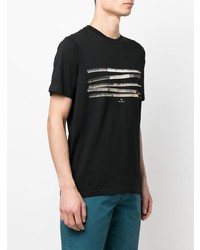 schwarzes bedrucktes T-Shirt mit einem Rundhalsausschnitt von PS Paul Smith