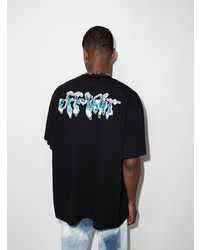 schwarzes bedrucktes T-Shirt mit einem Rundhalsausschnitt von Off-White