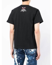 schwarzes bedrucktes T-Shirt mit einem Rundhalsausschnitt von A Bathing Ape