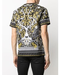 schwarzes bedrucktes T-Shirt mit einem Rundhalsausschnitt von Roberto Cavalli