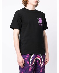 schwarzes bedrucktes T-Shirt mit einem Rundhalsausschnitt von BAPE BLACK *A BATHING APE®