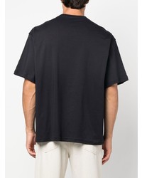 schwarzes bedrucktes T-Shirt mit einem Rundhalsausschnitt von Acne Studios