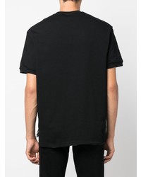 schwarzes bedrucktes T-Shirt mit einem Rundhalsausschnitt von Emporio Armani