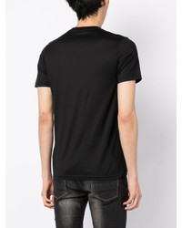 schwarzes bedrucktes T-Shirt mit einem Rundhalsausschnitt von Private Stock