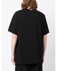 schwarzes bedrucktes T-Shirt mit einem Rundhalsausschnitt von Yohji Yamamoto