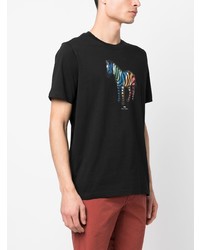 schwarzes bedrucktes T-Shirt mit einem Rundhalsausschnitt von PS Paul Smith