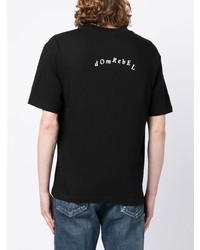 schwarzes bedrucktes T-Shirt mit einem Rundhalsausschnitt von DOMREBEL